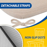 AAAAAcessories D-Shaped Chair Cushions, 2" Thick Dining Chair Pads with Ties and Removable, Oatmeal Beige