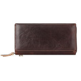 Genuine Leather Wallet Man Large Capacity Functional Handbag Oil Wax Bag Purse Pocketbook Billfold Moneybag