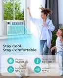 Electactic Window AC Unit, 10000 BTU Window Air Conditioner, Cool Rooms up to 450 Sq.Ft., 6-in-1 Modes,24H Timer, Energy Saving, Remote Control, Perfect for Bedroom, Apartment, Living Room, Office