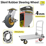 Push Cart Dolly Heavy-Duty Platform Truck Cart with Swivel Wheel 2200 LBS Capacity Foldable Flatbed Cart