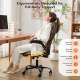 Ylzyxal Office Desk Chair, Ergonomic Computer Chair with Padded Flip-Up Arms and Adjustable Lumbar Support, PU Leather Executive Chair