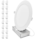 LUXRITE 8-Inch LED Recessed Light with J-Box, Canless Mini Panel Spotlight, 5CCT 2700K-5000K, 13/15/18 Watts, 1050/1250/1500 Lumens, CRI90, Dimmable, 120-277V, IC Rated, Wet Rated ETL Listed (16 Pack)
