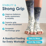 Tucketts Toeless Crew Yoga Socks with Grips - Mothers Day Gifts, Non-Slip Open Toe Grip Socks for Pilates, Barre, Dance, Ballet & Workout, Crew Length, Small-Medium, Size 6-9 - Ellas Dip Dye, 1 Pair