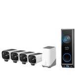 eufy Security eufyCam S3 Pro 4-Cam Kit + Video Doorbell E340, Solar Camera Outdoor Wireless, MaxColor Night Vision, 4K Security Camera with Solar Panel, Dual Cameras with Delivery Guard