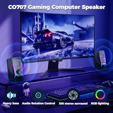 Gaming PC Speakers with Enhanced Bass and Volume Control, Stereo 2.0 USB Powered 3.5mm Aux Multimedia Speakers for Laptop