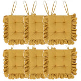 Wenqik 6 Pack Turmeric Ruffled Chair Cushions with Ties