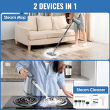 FEPPO Steam Mop & Handheld Steam Cleaner for Home and Floor Cleaning, 15s Heat-Up, 230°F Powerful Steamer with 10in1 Multi-Purpose Attachments for Floor,Hardwood,Tile,Grout,Window,Kitchen,Bath