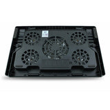 Five Fan Laptop Cooling Pad Stand Metal Adjustable Black USB Hub