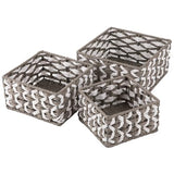 OIAHOMY Storage Baskets Paper Rope Shelf Baskets, Handwoven Small Wicker Bins for Home, Set of 3-Grey & White