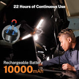OGERY Rechargeable 10000mAh Camping Light with Stand 6.5 ft Max Height, Cordless Work Light with 3 LED Lamp Heads, 2200 Lumens Camping Essentials Gear Emergency Flashlight with Detachable Tripod