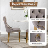 94.5" Large Marble Dining Table Set for 10, Luxury White Gold Kitchen Table