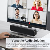 Computer Speakers with Microphone for Desktop PC, USB Monitor Speakers with Clip, Wired Laptop Sound Bar, Stereo & Bass, PC Speaker w/Mic