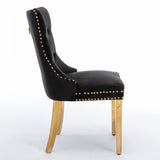 MOOLSUN Velvet Dining Chairs Set of 6, High Back Side Chairs, Modern Padded High-End Tufted Upholstered Chairs with Button-Tufted Back & Rear Pull Tabs, Gold Plated Leg E-Black(Gold Plated Leg)