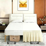 ANARACHON Full Bed Skirt, Wrap-Around Elastic Ruffled Eyelet Bed Skirt Full Size Dust Ruffle with Gathered Styling and Embroidered Details, 18" Drop Length (Light Yellow)