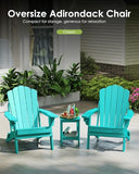 GREENVINES Oversized-Folding-Adirondack-Chairs-Set-of-4 | HDPE Plastic | Cup Holder | Fire Pit Chair | All Weather | for Outdoor Deck Backyard | Aqua