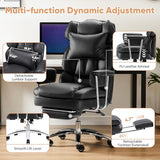 Sweetcrispy Executive Home Office Desk Chair - Ergonomic Big Tall High Back with Footrest & Lumbar Support, Black