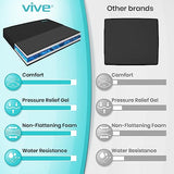 Vive Wheelchair Cushion - Gel Seat Pad for Coccyx, Orthopedic Back Support, Sciatica & Tailbone Pain Relief - Waterproof Cover