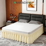 ANARACHON Twin Bed Skirt, Elastic Wrap Around Bed Skirt Twin Size, Bed Skirts for Adjustable Bed, Easy Fit with 14" Drop Length Tailored Drop Dust Ruffle (Light Yellow)