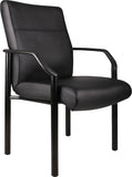 Boss Office Products Mid Back LeatherPlus Guest Chair in Black, 250 lbs Boss Office Products