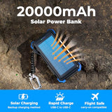 BLAVOR Solar Power Bank 20000mAh Built-in Cables, Wireless Charger for Apple Watch, 20W Fast Charging Battery Pack with USB C, Flashlight, Solar Charger for iPhone, iPad, iWatch, Samsung