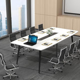 Loomie 8FT Conference Table, 94.49" L x 47.24" W x 29.53" H Meeting Seminar Table with Grommet, Large Boat Shaped Computer Desk