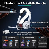Wireless Headsets with Mic for Work, Wireless Headset for Cell Phones, Ultra Lightweight& 50+ Playtime