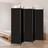 Zexlorith 5-Panel Room Divider, Fabric Partition Screen Black 98.4x78.7 in