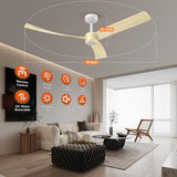 TALOYA 52 Inch Ceiling Fans with Lights Led Remote Control Flush Mount Low Profile, Buzzer ON/Off,3 Blades,Oak