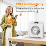 HEATIT Space Heater with Remote for Indoor, Digital Display with Thermostat，Containing Plasma & Ozone,1-12H Timer, 1500W/750W, Electric Space Heater for Office, Bedroom,White,10.6"Dx7.0"W x 11.8"H