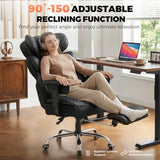 COMHOMA Big and Tall Office Chair with Upgrade Footrest, Heavy Duty Gaming Chair High Back Executive Chair with Spring Lumbar Support for Lower Back Pain Relief, 150°Reclining Adjustable Armrests