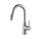KIBI Pull Down Kitchen Faucet with Single Handle | Solid Brass High Arc Spout | Kitchen Sink Faucet with Pull Down Sprayer | Easy Clean | Brushed Nickel, KKF2011