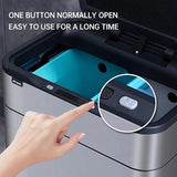 PYRVILAX Smart Sensor Trash Can Stainless Steel Rectangle Bin High Foot Rubbish
