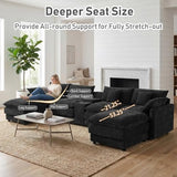 ONEMMLION 145" Oversized U-Shaped Cloud Sectional Sofa, Black