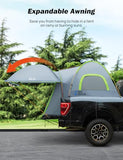 JOYTUTUS Pickup Truck Tent 5.5ft Bed Tent with Removable Awning, Waterproof PU2000mm Double Layer for 2 Person, Portable Truck Bed Tent - Green, Aluminum Pole