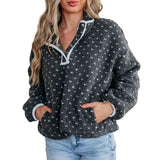 Talakeno Womens Fleece Sweatshirt Half Zip Sherpa Pullover Jackets Warm Long Sleeve Vintage Hiking Coat with Pockets(Dark-Grey,L)