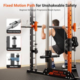 Smith Machine with Independent Dual-Pulley System, 1700LBS Adjustable Cable Crossover Squat Rack, Multi-Functional Power Cage for Home Gym