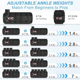 VBSD Adjustable Ankle Weights for Men Women, 7lbs/Pair Leg Weight Straps, Weighted Ankle Weight Set with Removable Sandbags for Walking Running Yoga Physical Therapy Gym Home Workout