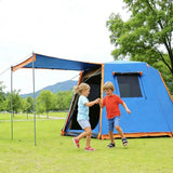 Quickly Set up an Outdoor Camping Tent with a Large Space, Suitable for 4 to 8 People. This is a self-Stretching Pole Double-Layer Tent that is Rainproof and Sunproof. It is a Family Tent.