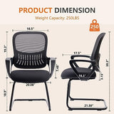 Reception Chair No Wheels, Stationary Non Rolling Mesh Mid Back Computer Guest Side with Lumbar Support