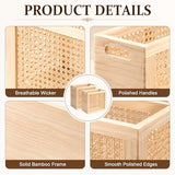 SiliFine 2 Pack Wicker Waste Basket Farmhouse Rattan Garbage Can Wood Trash Bin