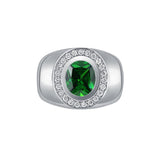 Oseew Personalized Mens emerald ring gold Emerald ring for men Engagement Rings For Mens Emerald Ring Men 14K Gold(white gold