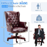 Big and Tall Executive Office Chair, Ergonomic 360° Swivel Recliner Chair, Retro Burgundy Faux Leather Home Office Desk Chairs