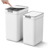 MOPALL 2 Pack Bathroom Trash Can with Lid, 3.6Gal + 2.4Gal Garbage Can with Pop-Up Lid, Small Trash Can Dog Proof, Slim Trash Bin Waste Basket for Toilet, Office, Bedroom, Living Room