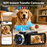 VETEK Video Camera 8k Camcorder 48MP UHD WiFi IR Night Vision Vlogging Camera for YouTube, 18X Digital Zoom 3.0“ LCD Screen Digital Camera with Microphone, 32G SD Card, Remote Control and 2 Batteries