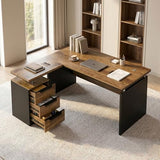 SAINTCY 63" Modern L Shaped Executive Desk with Lockable Drawer