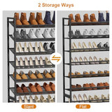 NEYCIL Large Shoe Rack 12 Tier Shoe Organizer, Heavy Duty Metal 6-Tier Stackable Shoe Storage Vertical Shoe Rack for Closet Front Door Entrance, Up to 75 Pairs, 44.8" W x 11.4" D x 85.1" H, Black