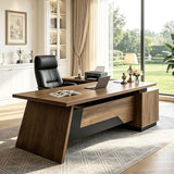 SAINTCY Executive Desk with Locking Drawer, 71"-78" L Shaped Desk