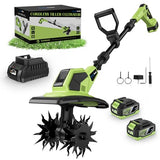 EnduTools Cordless Tiller Cultivator - 21V 360RPM Electric Garden Tiller with 2 * 4.0Ah Batteries & Fast Charger, 9In Tilling Width and 6.7In Depth