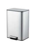 Garvee Space-Saving Bedroom Trash Can, 4 Gallon Small Trash Can with Soft-Close Lid, Foot Pedal & Removable Inner Bucket, Silver