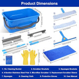 Professional Window Cleaning Kit, Window Washing Kit with 3 Gallon Bucket, 14-Inch Squeegee & 15-Inch Scrubber, 61-Inch Extendable Pole, Window Cleaning Equipment for Home & Commercial (61 inch)